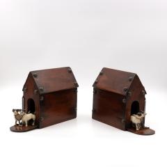 Whimsical Pair of Money Boxes with Jack Russell Doghouses English circa 1900  - 4588861