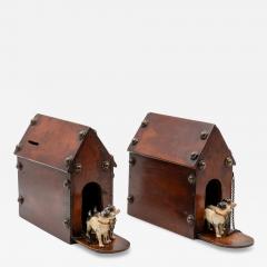 Whimsical Pair of Money Boxes with Jack Russell Doghouses English circa 1900  - 4589199