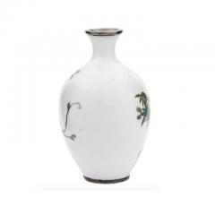 Whispers of Elegance Rare White Japanese Cloisonn Wisteria Tree Enamel Vase  - 3899945
