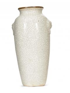 White Crackle Glazed Ceramic Urn Vase - 4195827