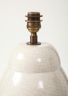 White Crackle Oivid Lamp Manufacture de Boulogne France 1930 s - 4620752