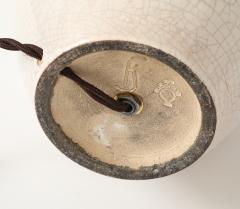 White Crackle Oivid Lamp Manufacture de Boulogne France 1930 s - 4620755