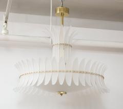 White Frosted Murano Glass Piume or Feathers Chandelier with Brass Italy 2022 - 2556351