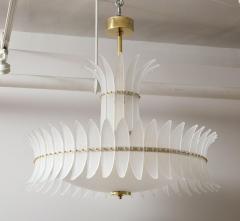 White Frosted Murano Glass Piume or Feathers Chandelier with Brass Italy 2022 - 2556352