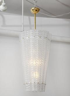 White Frosted Textured Murano Glass and Brass Pendant Chandelier Italy 2022 - 2949712