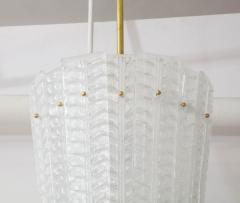 White Frosted Textured Murano Glass and Brass Pendant Chandelier Italy 2022 - 2949716