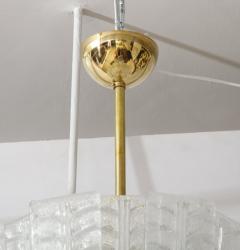 White Frosted Textured Murano Glass and Brass Pendant Chandelier Italy 2022 - 2949717