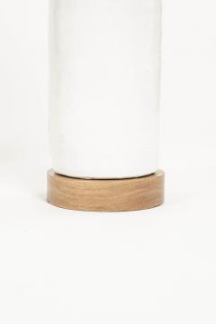 White Glazed Ceramic Cylinder Shape Lamp - 3380187