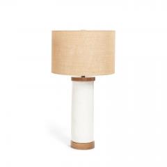 White Glazed Ceramic Cylinder Shape Lamp - 3380189