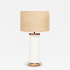 White Glazed Ceramic Cylinder Shape Lamp - 3384006
