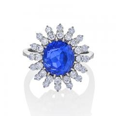 White Gold Ring with Sapphire and Diamonds - 1227750