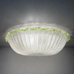 White Graniglia Budino Murano Glass Flush Mount in 70 Style Green Trimming - 4755276