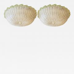 White Graniglia Budino Murano Glass Flush Mount in 70 Style Green Trimming - 4759340