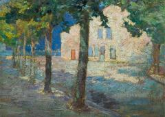 White House on a Tree Lined Street Fauvist School - 4447258