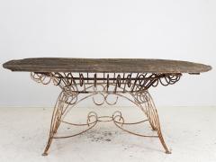 White Iron and Wood Topped Garden Dining Table France 1930s - 3567948