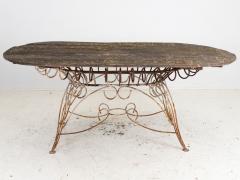 White Iron and Wood Topped Garden Dining Table France 1930s - 3567949
