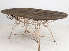 White Iron and Wood Topped Garden Dining Table France 1930s - 3567952