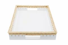 White Leather And Wicker Tray - 3209929