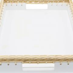 White Leather And Wicker Tray - 3209932