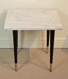 White Marble Top Side Table with Ebonized Legs - 2030648