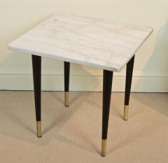 White Marble Top Side Table with Ebonized Legs - 2030651