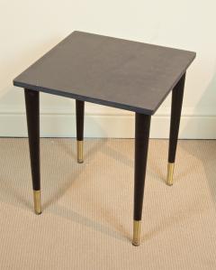 White Marble Top Side Table with Ebonized Legs - 2030655