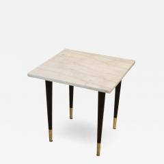 White Marble Top Side Table with Ebonized Legs - 2030778