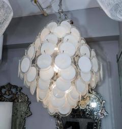 White Murano Glass Disc Chandelier in Double Cone Shape - 3121252