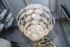 White Murano Glass Disc Chandelier in Double Cone Shape - 3121255