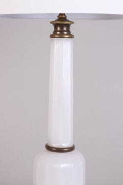 White Opaline Column Lamp 19th c  - 3557939