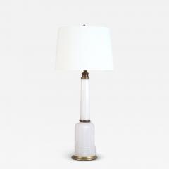 White Opaline Column Lamp 19th c  - 3561251