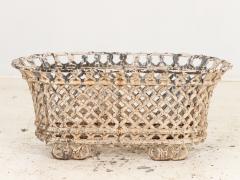 White Painted Cast Iron Latticework Basket French early 20th C  - 3467758