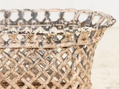 White Painted Cast Iron Latticework Basket French early 20th C  - 3467764