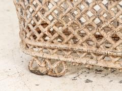 White Painted Cast Iron Latticework Basket French early 20th C  - 3467765