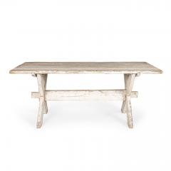 White Painted X Leg Trestle Base Swedish Dining Table - 4092956