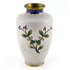 White Plum Flowers Cloisonn Vase China or Japan 19th C  - 147286