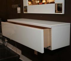 White Reverse Painted Glass Wall Mount Sideboard - 3113652