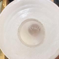 White Textured Murano Glass Vase with Fern Decor - 4356694