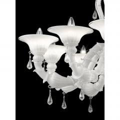 White Venetian Ca Rezzonico Murano Glass Chandelier With Clear Glass Drops - 4629877