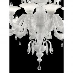 White Venetian Ca Rezzonico Murano Glass Chandelier With Clear Glass Drops - 4629878