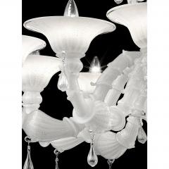 White Venetian Ca Rezzonico Murano Glass Chandelier With Clear Glass Drops - 4629879