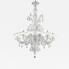 White Venetian Ca Rezzonico Murano Glass Chandelier With Clear Glass Drops - 4634456