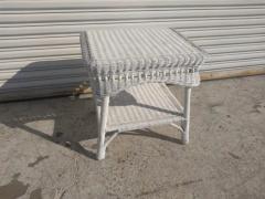 White Wicker Boho Chic Side Table - 3870805