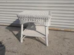 White Wicker Boho Chic Side Table - 3870807