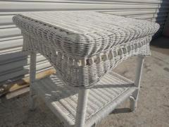 White Wicker Boho Chic Side Table - 3870811
