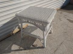 White Wicker Boho Chic Side Table - 3870836