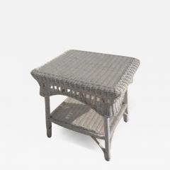 White Wicker Boho Chic Side Table - 3871879