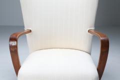 White Wingback Chair With Ottoman 1950s - 2098564