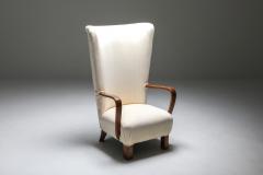 White Wingback Chair With Ottoman 1950s - 2098574