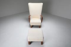 White Wingback Chair With Ottoman 1950s - 2098578